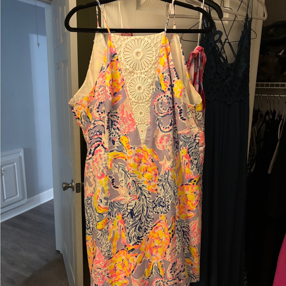 Lilly Pulitzer Colorful Sleeveless Dress with Lace Detail